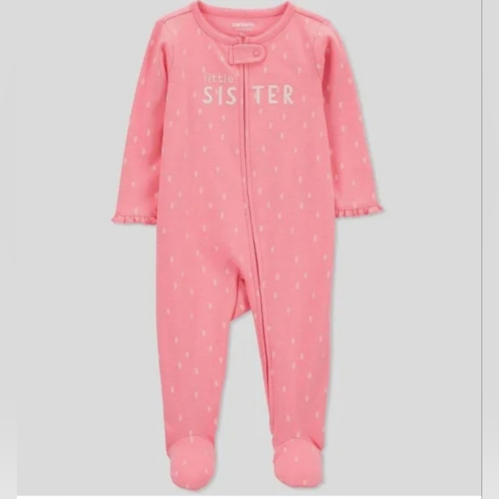 Carter's Just One You® Baby Girls' Little Sister Footed Pajama, Rose Pink, 6M
